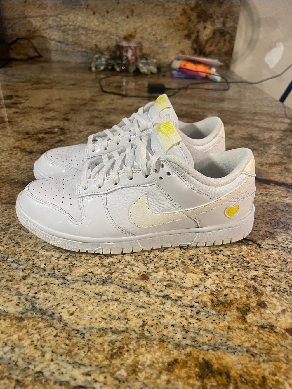 Nike Dunk Low Yellow Heart White Sail Women’s Size 7.5 FD0803-100